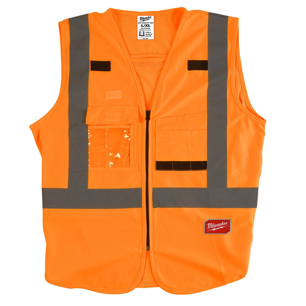 Milwaukee 48-73-5072 High Visibility Orange Safety Vest - L/XL (CSA)