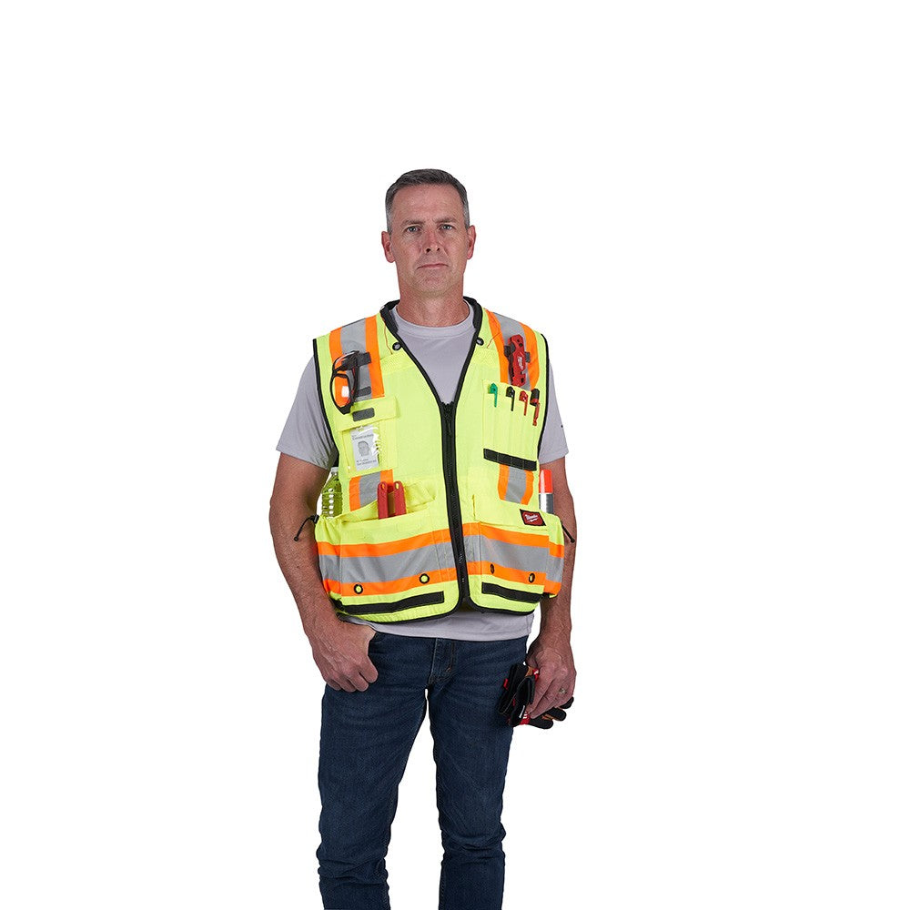Milwaukee 48-73-5162 Class 2 Surveyor's High Visibility Yellow Safety Vest - L/XL