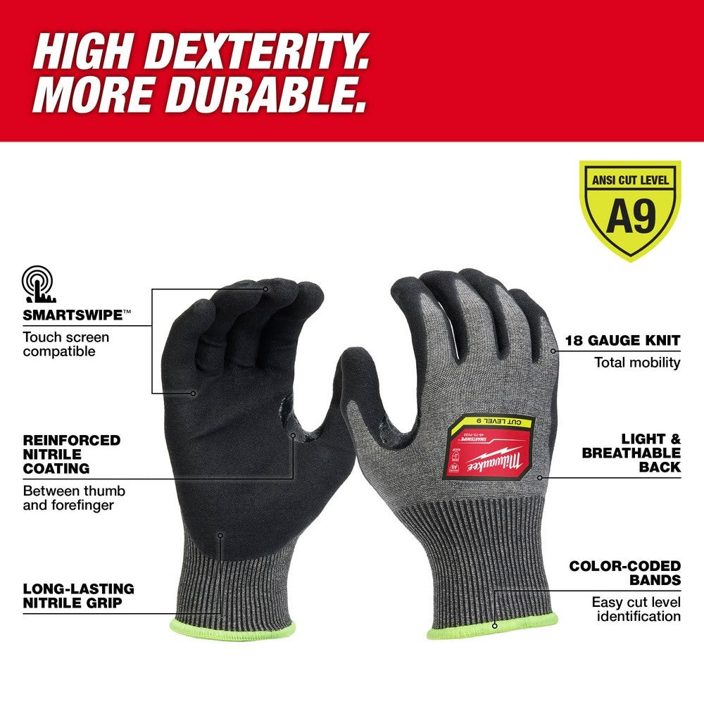 Milwaukee 48-73-7031 Cut Level 9 High-Dexterity Nitrile Dipped Gloves - M