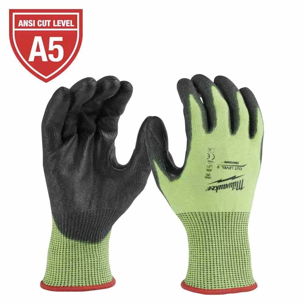 Milwaukee 48-73-8953 High Visibility Cut Level 5 Polyurethane Dipped Gloves - XL