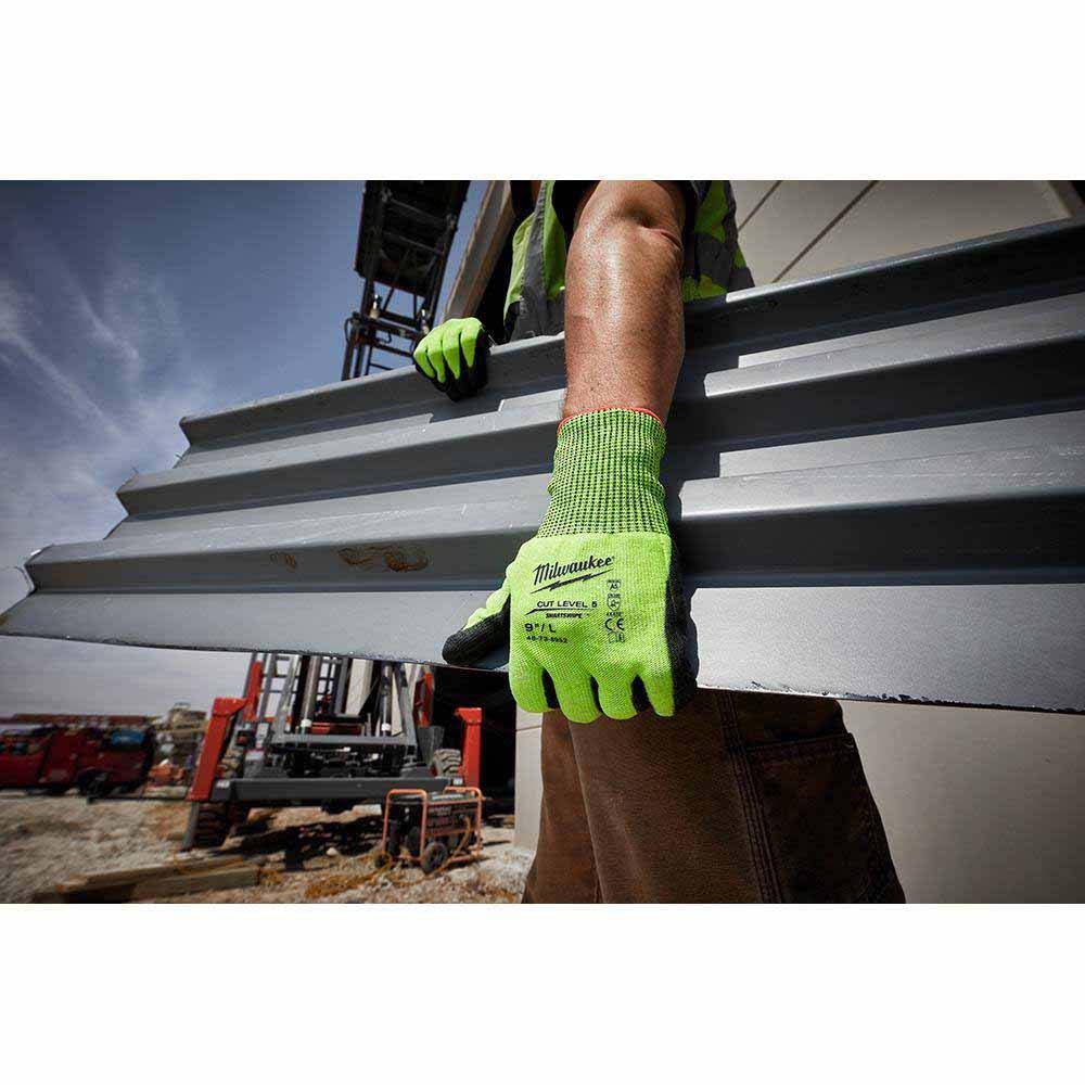 Milwaukee 48-73-8950 High Visibility Cut Level 5 Polyurethane Dipped Gloves - S