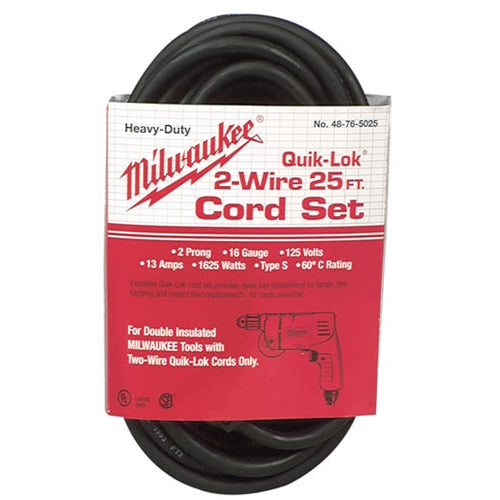 Milwaukee 48-76-5025 Quik-Lok 25-Foot 2 Wire Double Insulated Cord