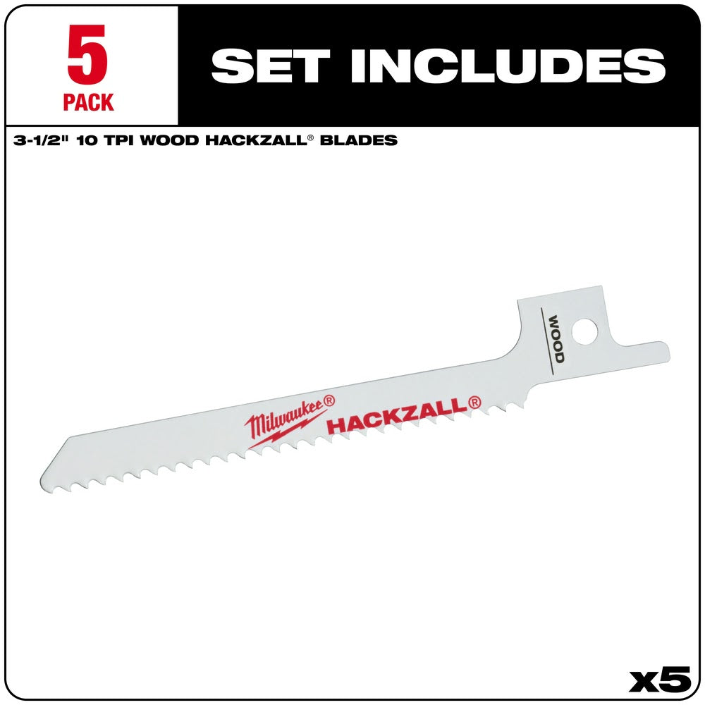 Milwaukee 49-00-5310 M12 Hackzall Blade 4" Wood Scroll 5-Pack