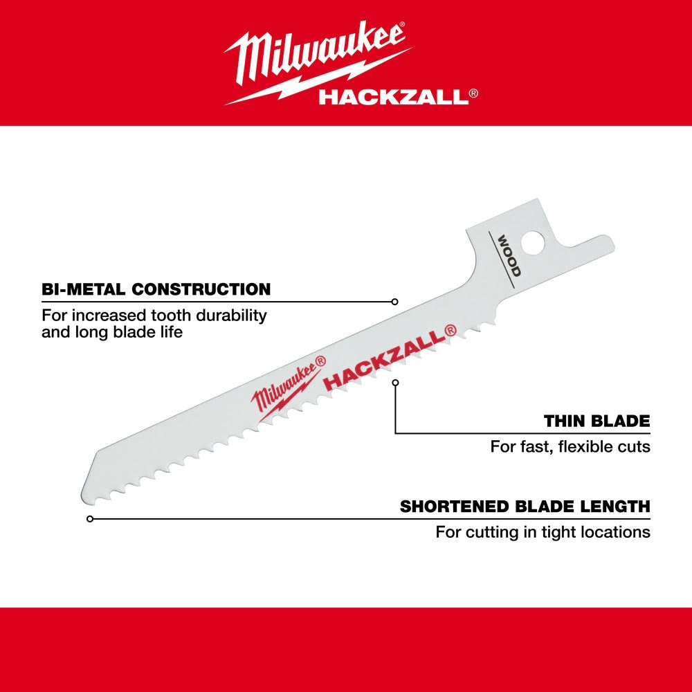 Milwaukee 49-00-5324 M12 Hackzall Blade 3.5" Metal Scroll 5-Pack