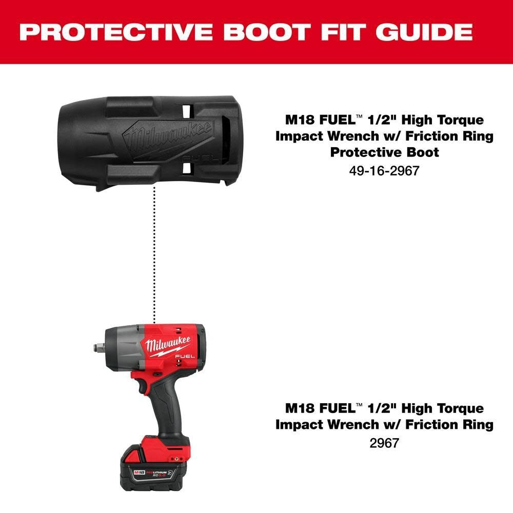 Milwaukee 49-16-2967 M18 FUEL 1/2" High Torque Impact Wrench w/ Friction Ring Protective Boot