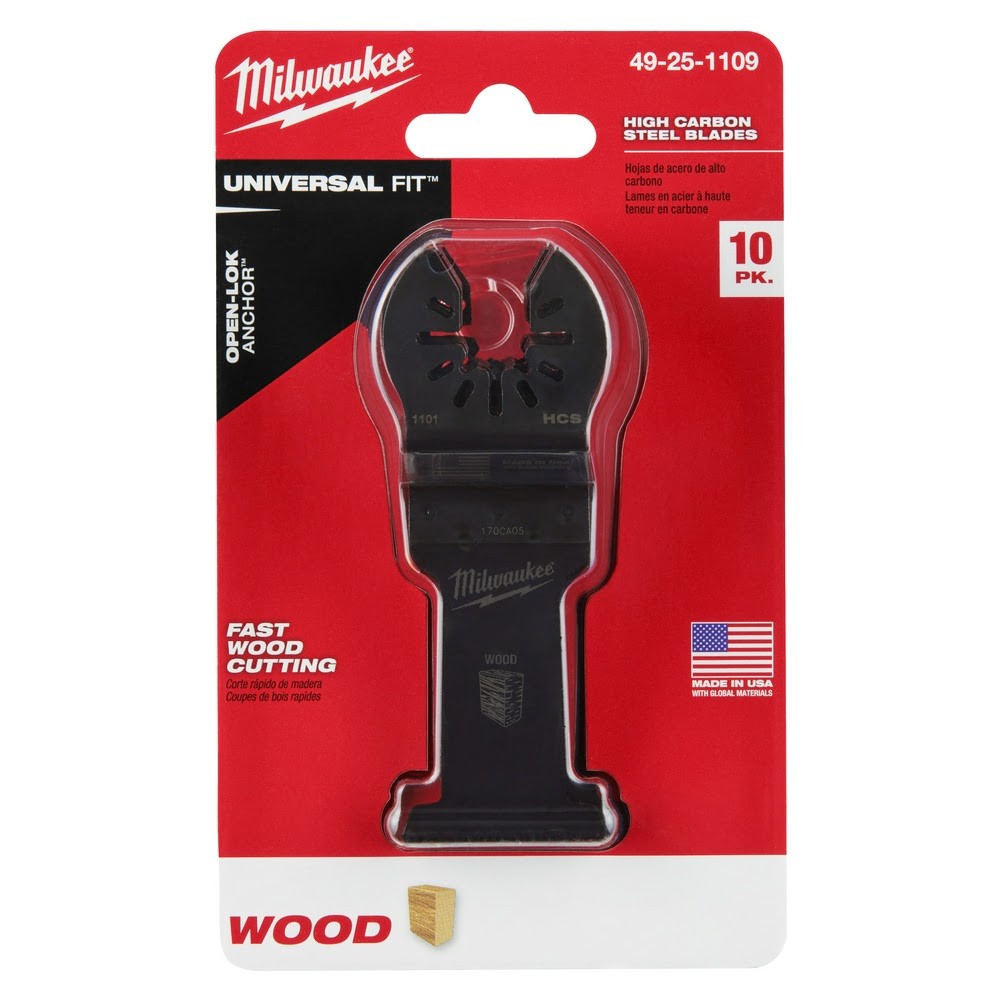 Milwaukee  49-25-1109 Milwaukee® OPEN-LOK™ 1-3/8" HCS Wood Blades (10 Pack)