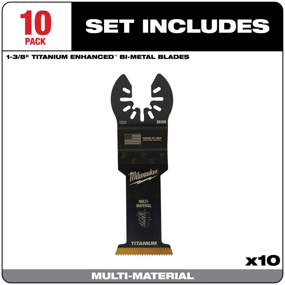 Milwaukee 49-25-1239 OPEN-LOK™ 1-3/8" TITANIUM ENHANCED Bi-Metal Multi-Material Blades 10 Pack