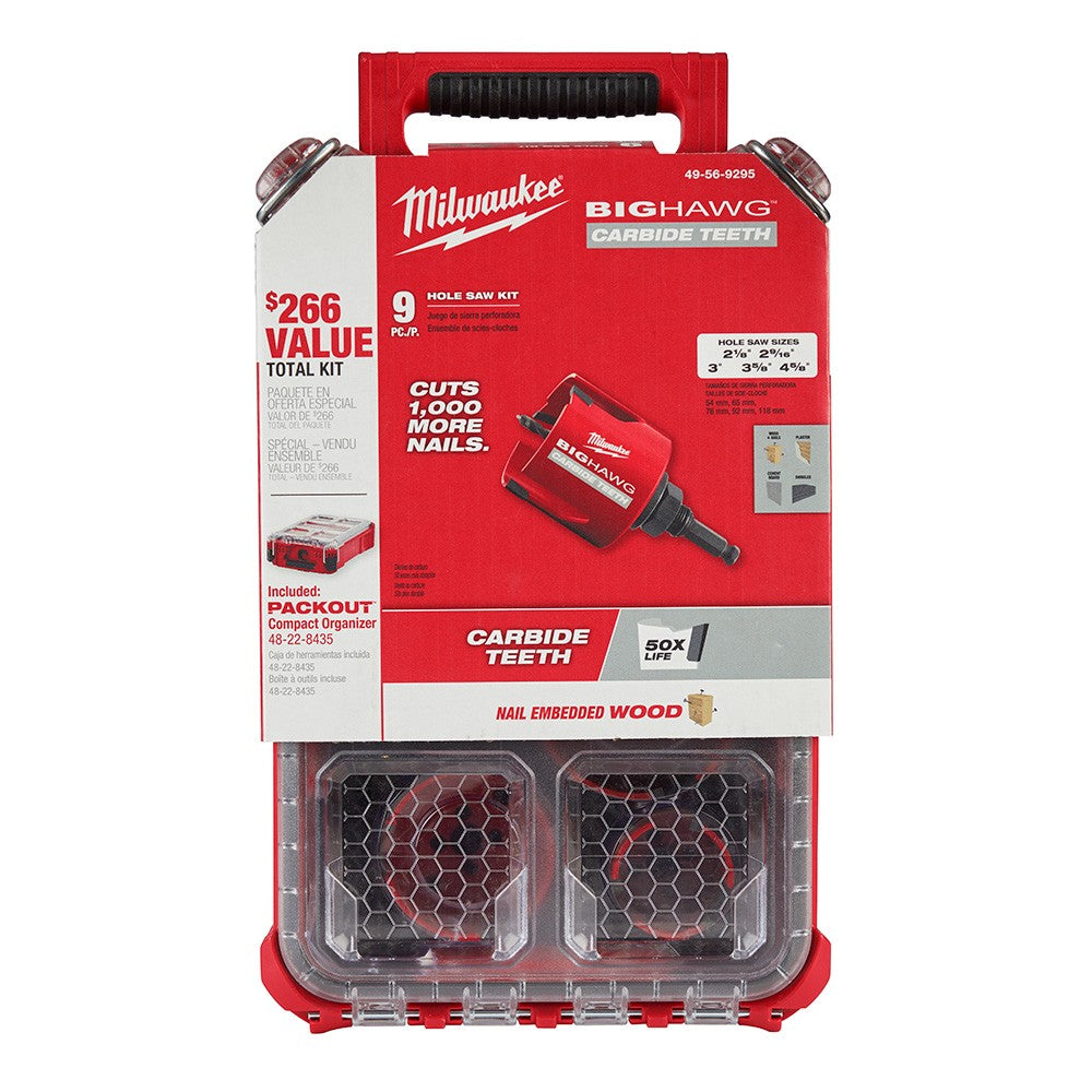 Milwaukee 49-56-9295 9Pc BIG HAWG with Carbide Teeth PACKOUT Kit