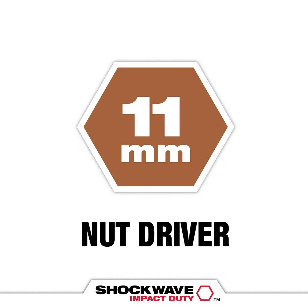 Milwaukee 49-66-4611 SHOCKWAVE Impact Duty 11MM x 2-9/16" Magnetic Nut Driver BULK 10