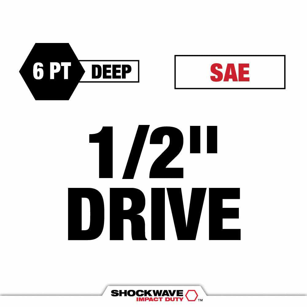 Milwaukee 49-66-6817 Shockwave Impact Duty Socket 1/2" Drive 15-Piece SAE Tray Set