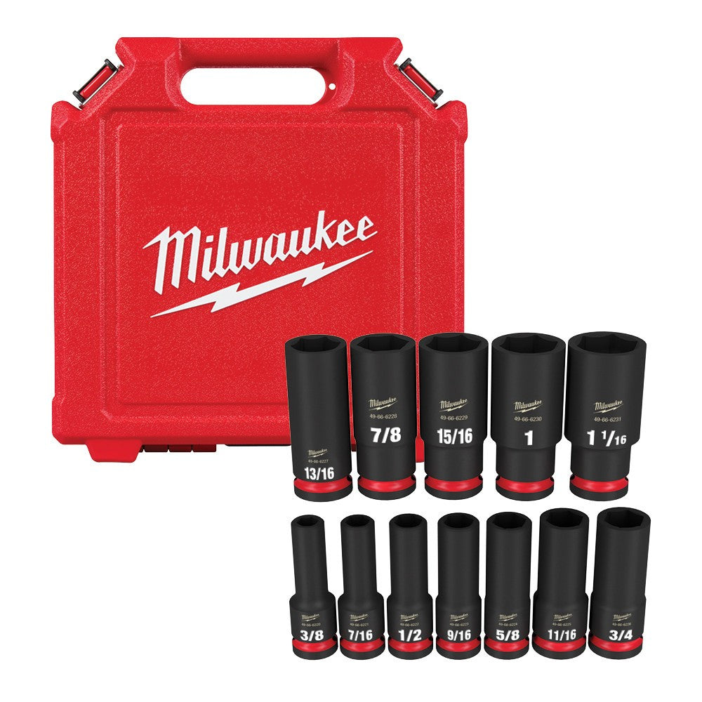 Milwaukee 49-66-7011 12PCSHOCKWAVE Impact Duty™ 1/2" Drive SAE Deep 6 Point Socket Set