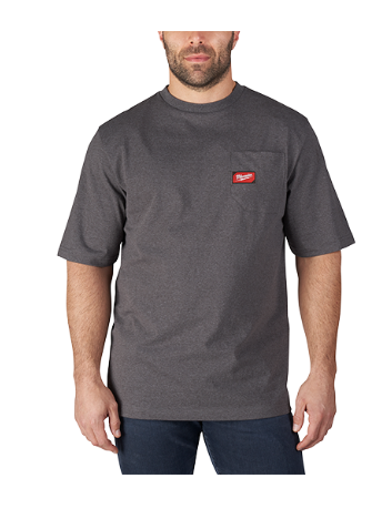 Milwaukee 601G-2X Heavy Duty Pocket T-Shirt (601), Short Sleeve, Gray, 2X