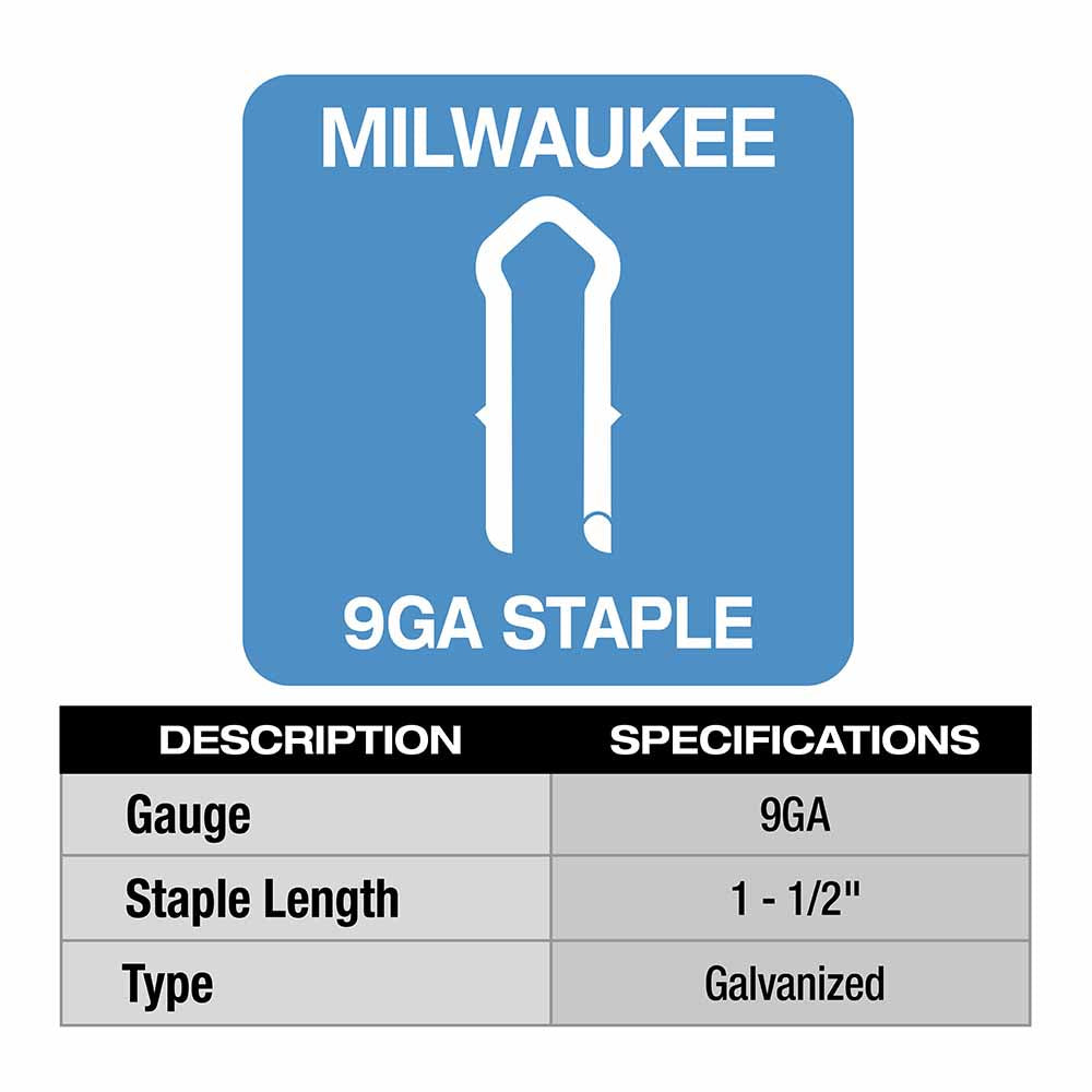 Milwaukee MPU112-960 1.5" 9 Gauge Galvanized Staples