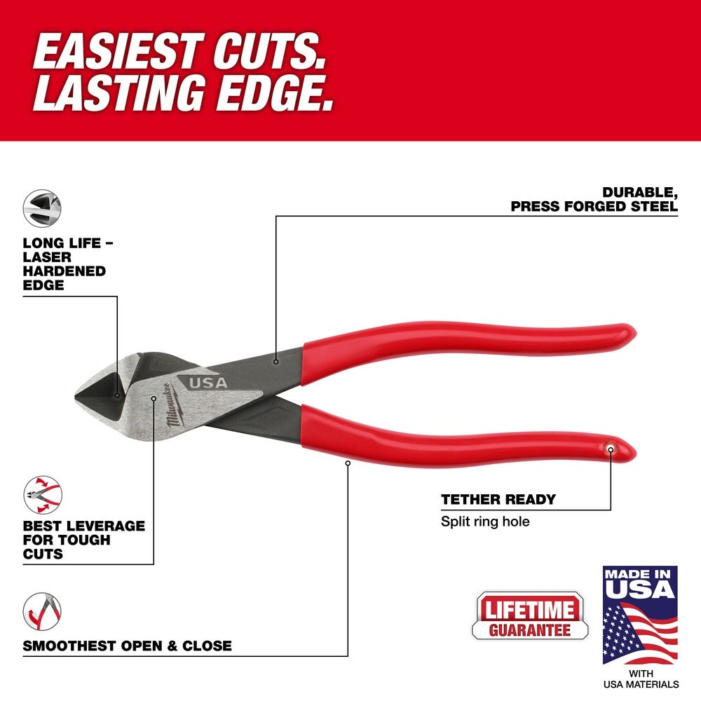 Milwaukee MT508 8" Diagonal Dipped Grip Cutting Pliers (USA)