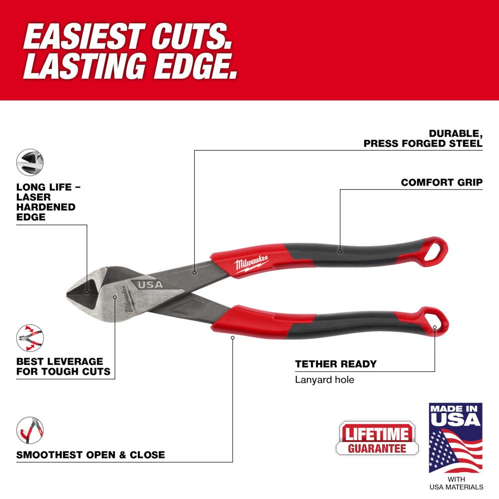 Milwaukee MT558 8" Diagonal Comfort Grip Cutting Pliers (USA)