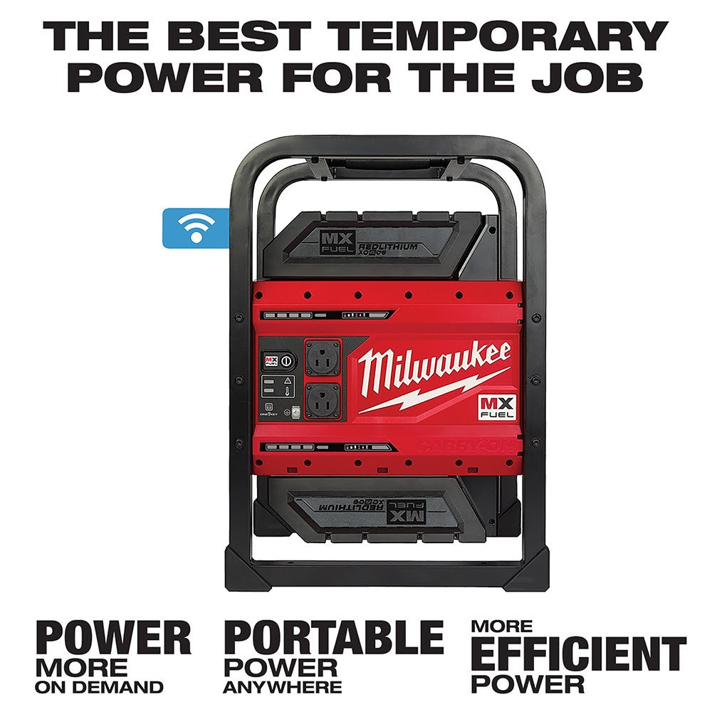 Milwaukee MXF002-2XC MX FUEL CARRY-ON Portable 3600W/1800W Push Start Battery Powered Power Supply Generator Kit w/ Two Batteries